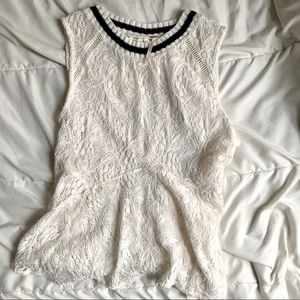 Free People cream-white lace peplum top